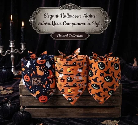 Premium Halloween Pet Bandana Collection – Spooky Cute Costume Accessory for Dogs & Cats