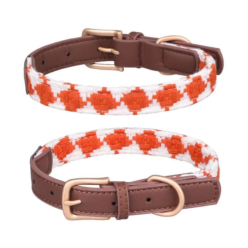 Soft Woven Prismatic Plaid Dog Collar