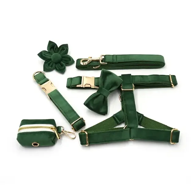 Luxury variety Ajustable Leash/Harness/Collar/pellow/Flower/Poop Bag