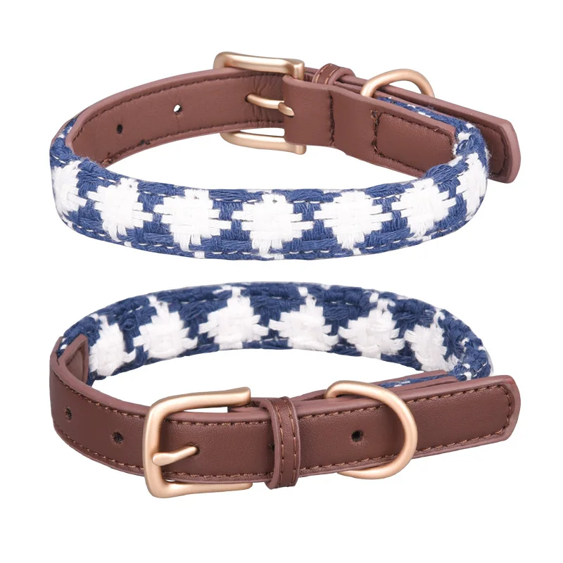 Soft Woven Prismatic Plaid Dog Collar