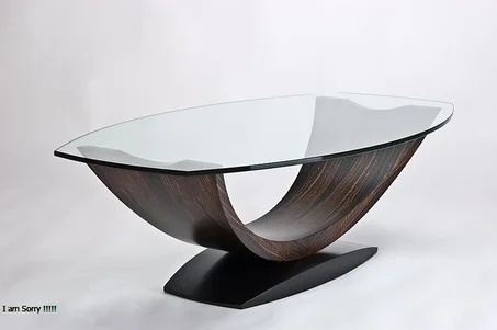 Table coffee chic en bois naturel et verre trompé incassable