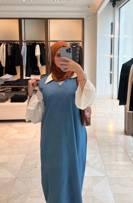 Ensemble EVA 2 pièces la robe jean avec chemise blanche