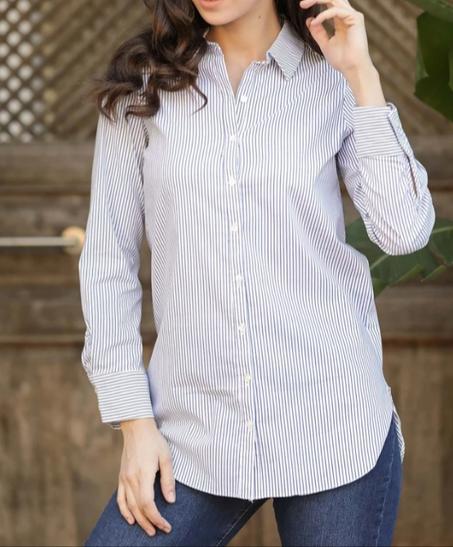 قميص انيق نسائي ابيض مخطط