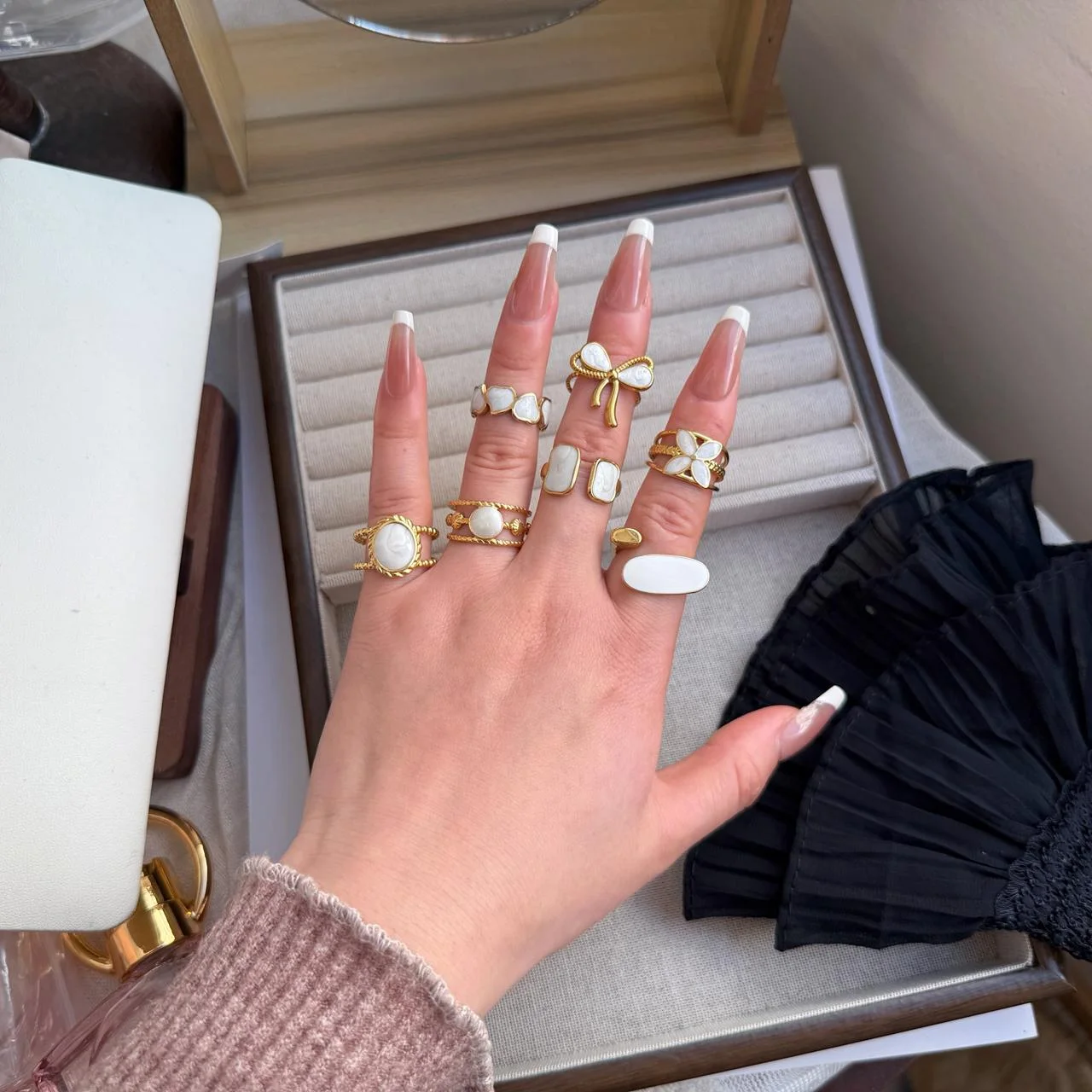 Bagues ajustable Nacre et Nœud