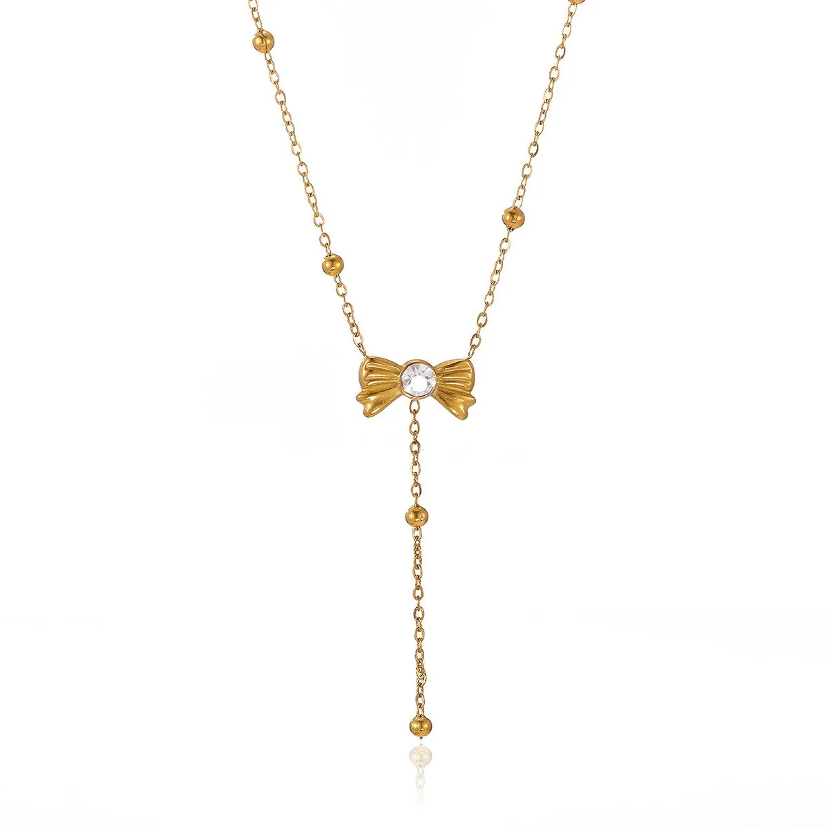 Collier Nœud Précieux : Style Cravate et Perles d’Or