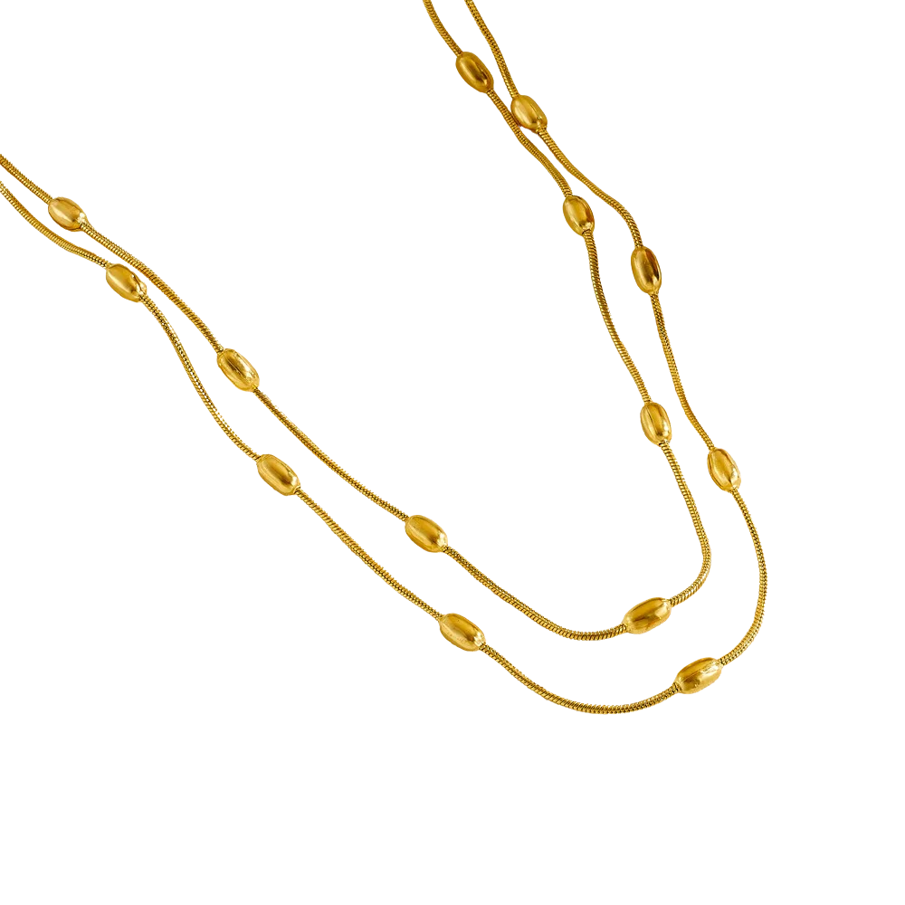 Collier à perles à double couche et chaîne serpent