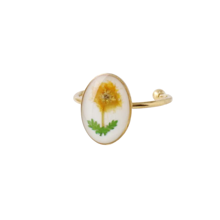 bague Ivy ornée de fleurs séchées colorées
