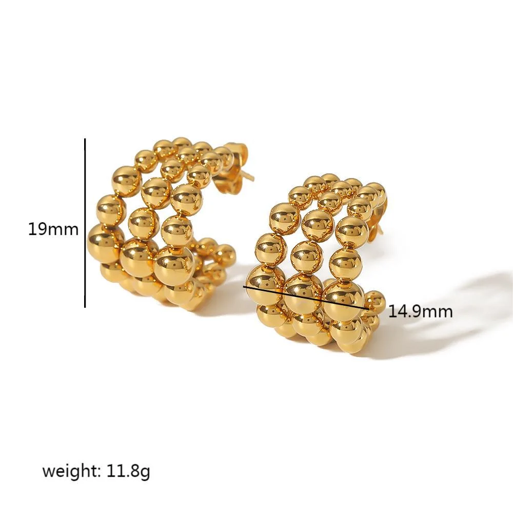 Boucles d'Oreilles Créoles Boules Or Acier Inoxydable