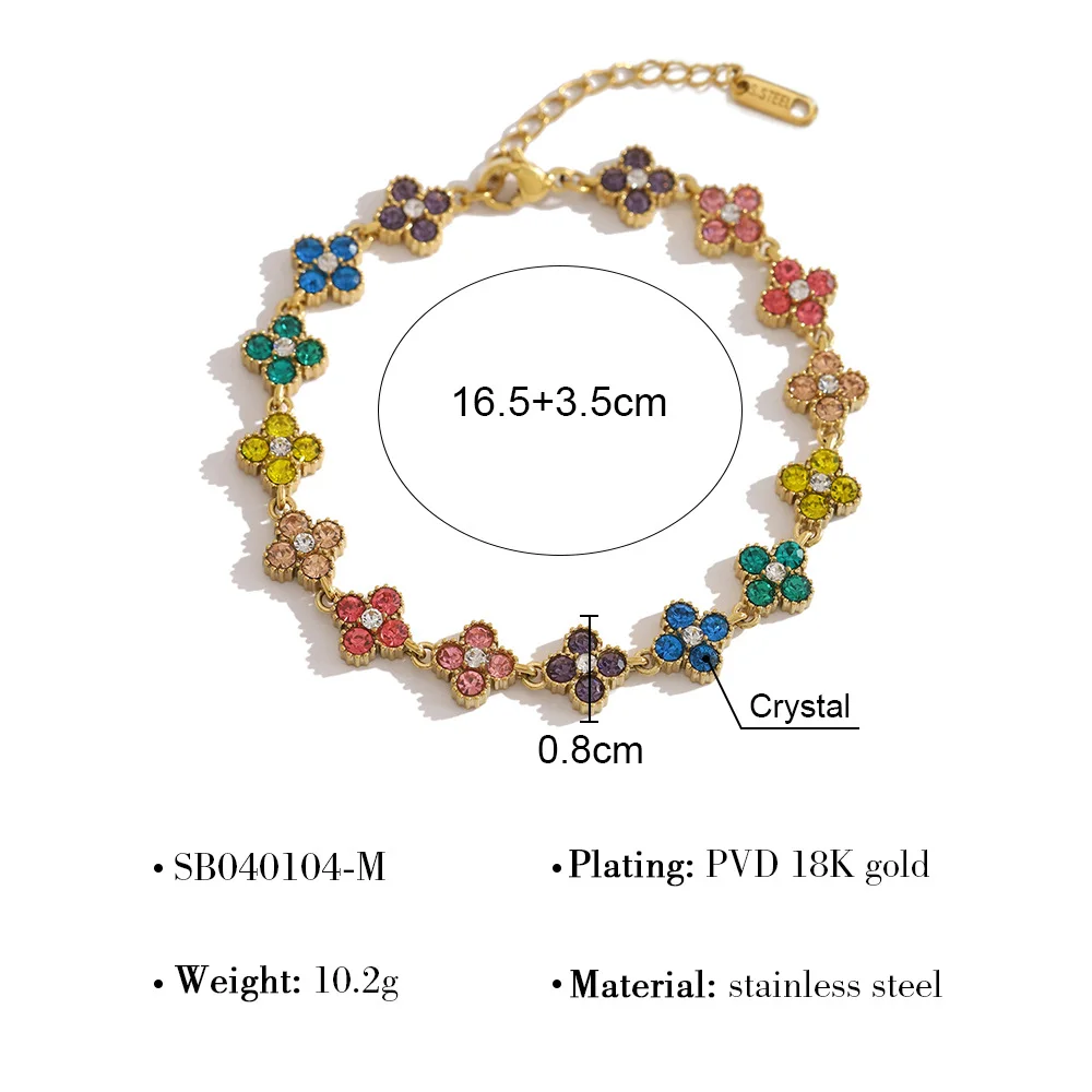Bracelet trèfle à quatre feuilles en acier inoxydable coloré