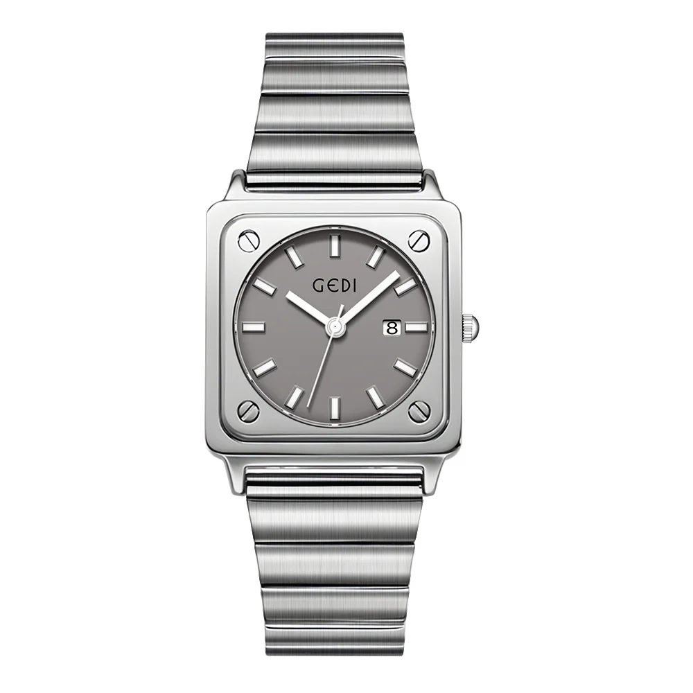 Montre Carrée GEDI Acier Inoxydable Cadran Blanc