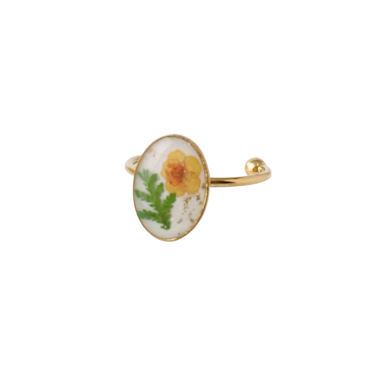 bague Ivy ornée de fleurs séchées colorées