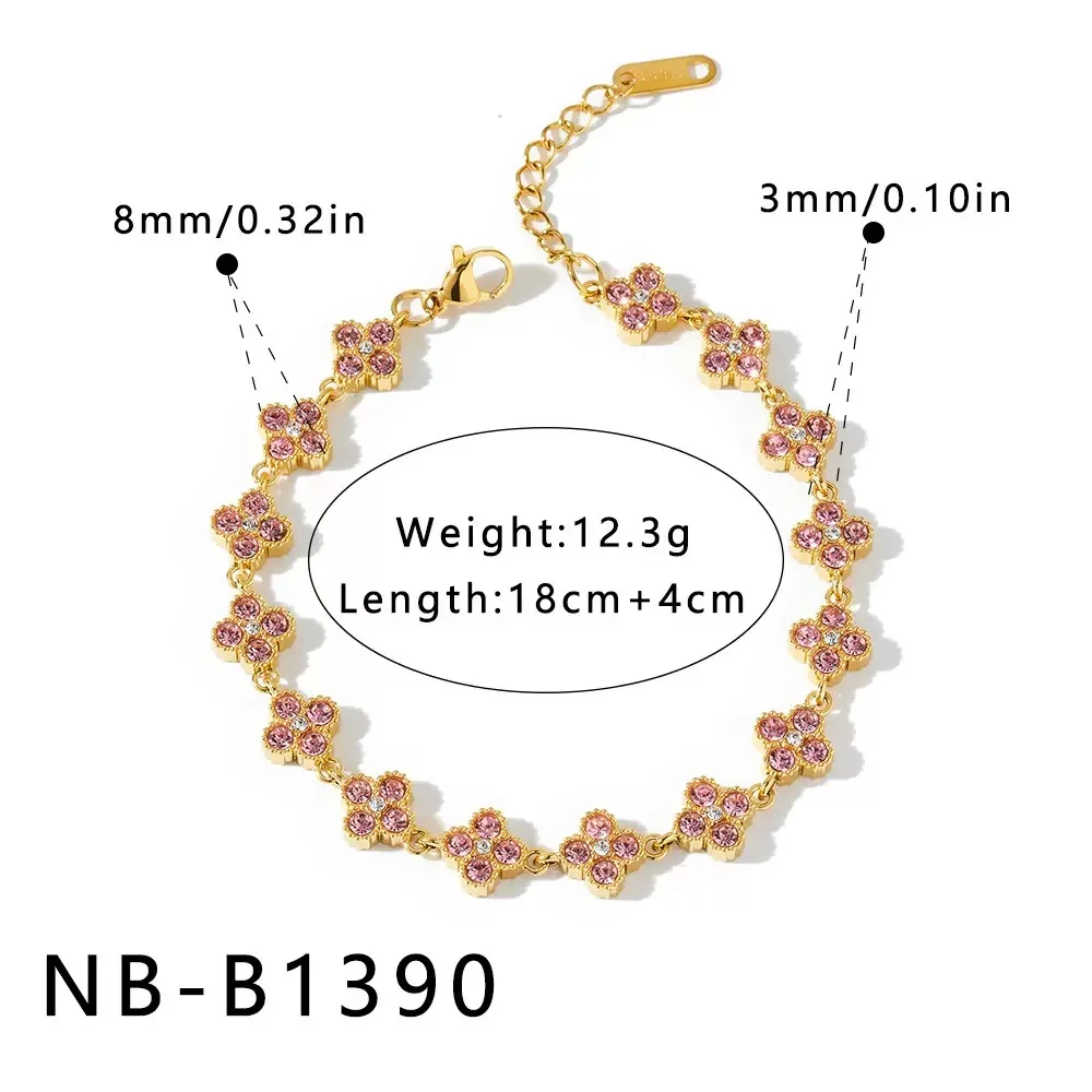 Bracelet en acier inoxydable vert à quatre feuilles en forme de trèfle