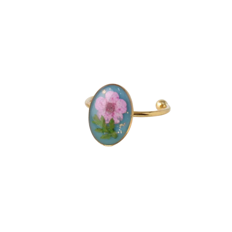 bague Ivy ornée de fleurs séchées colorées