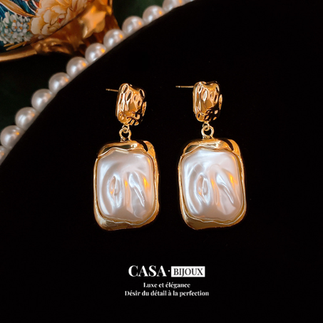 P.c- Boucles d'oreilles métalliques françaises au style élégant et léger