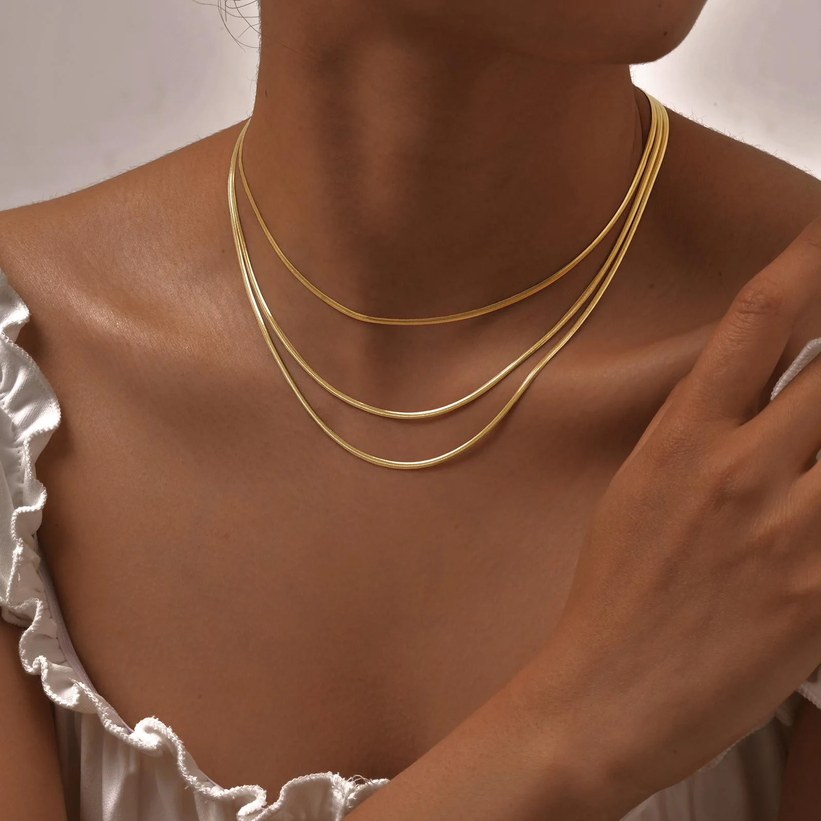 Collier Chaînes Superposées Or Signature Acier Inoxydable