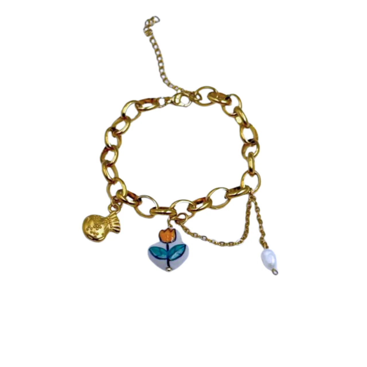 Hand-Painted Tulip & Pearl