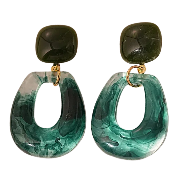 B- Boucles d'oreilles géométriques simples en résine avec des dégradés de couleurs fusionnées