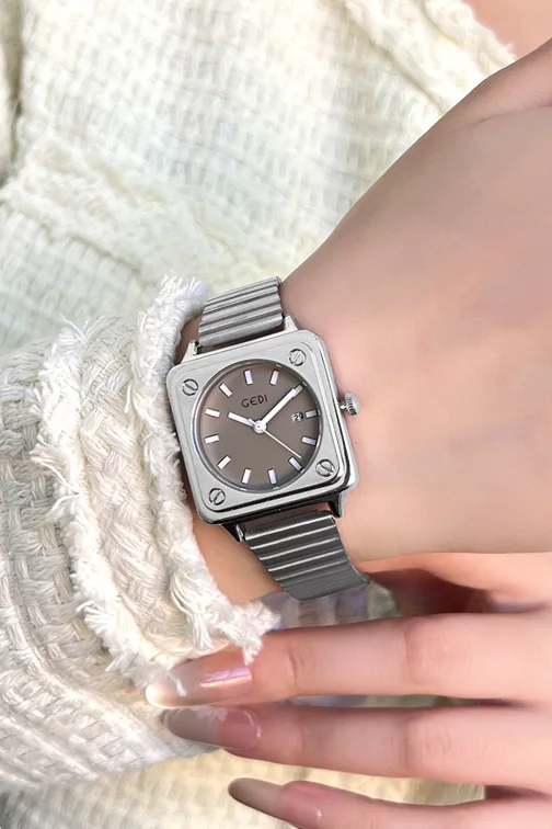 Montre Carrée GEDI Acier Inoxydable Cadran Blanc