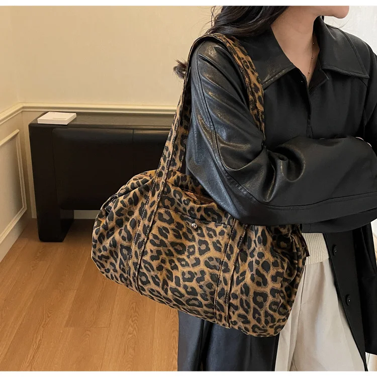 Sac bandoulière polyvalent et décontracté à imprimé léopard de style coréen