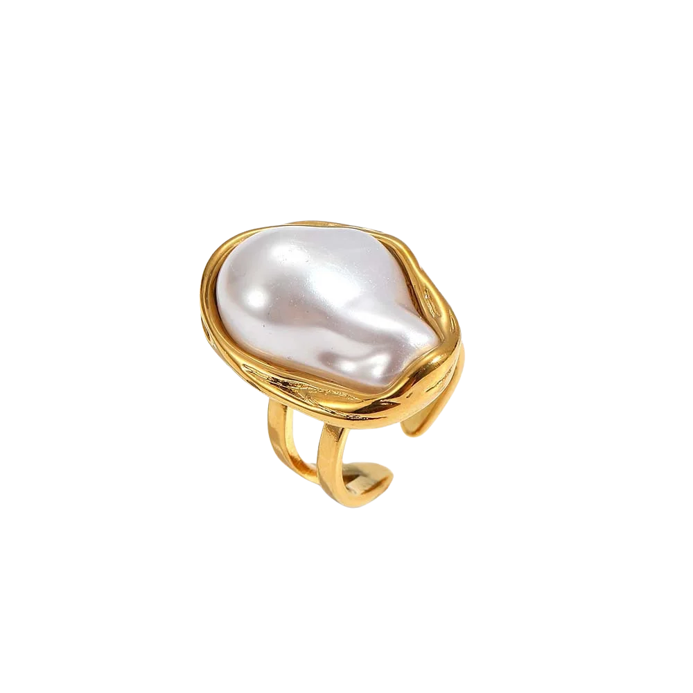 ornée d'une perle irrégulière à motif géométrique transversal