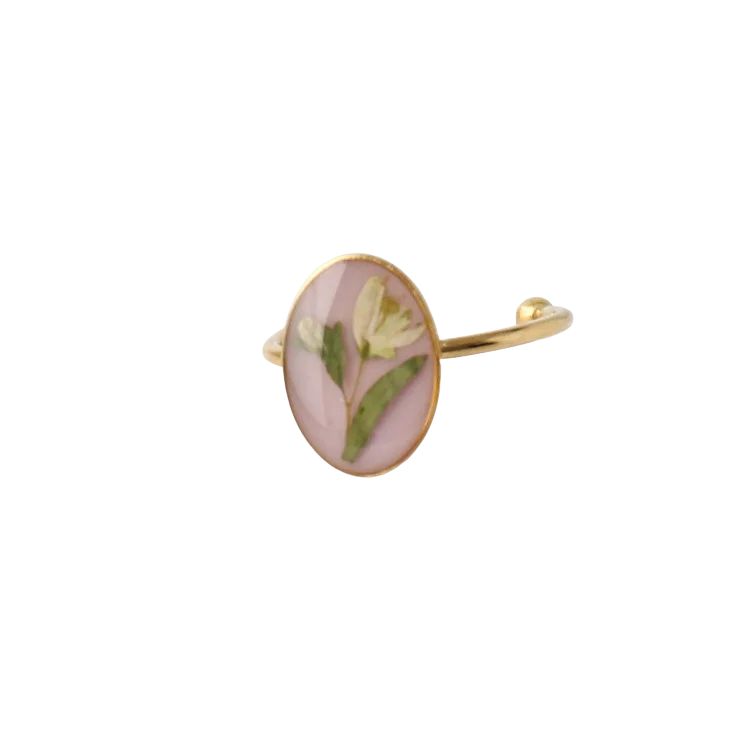 bague Ivy ornée de fleurs séchées colorées