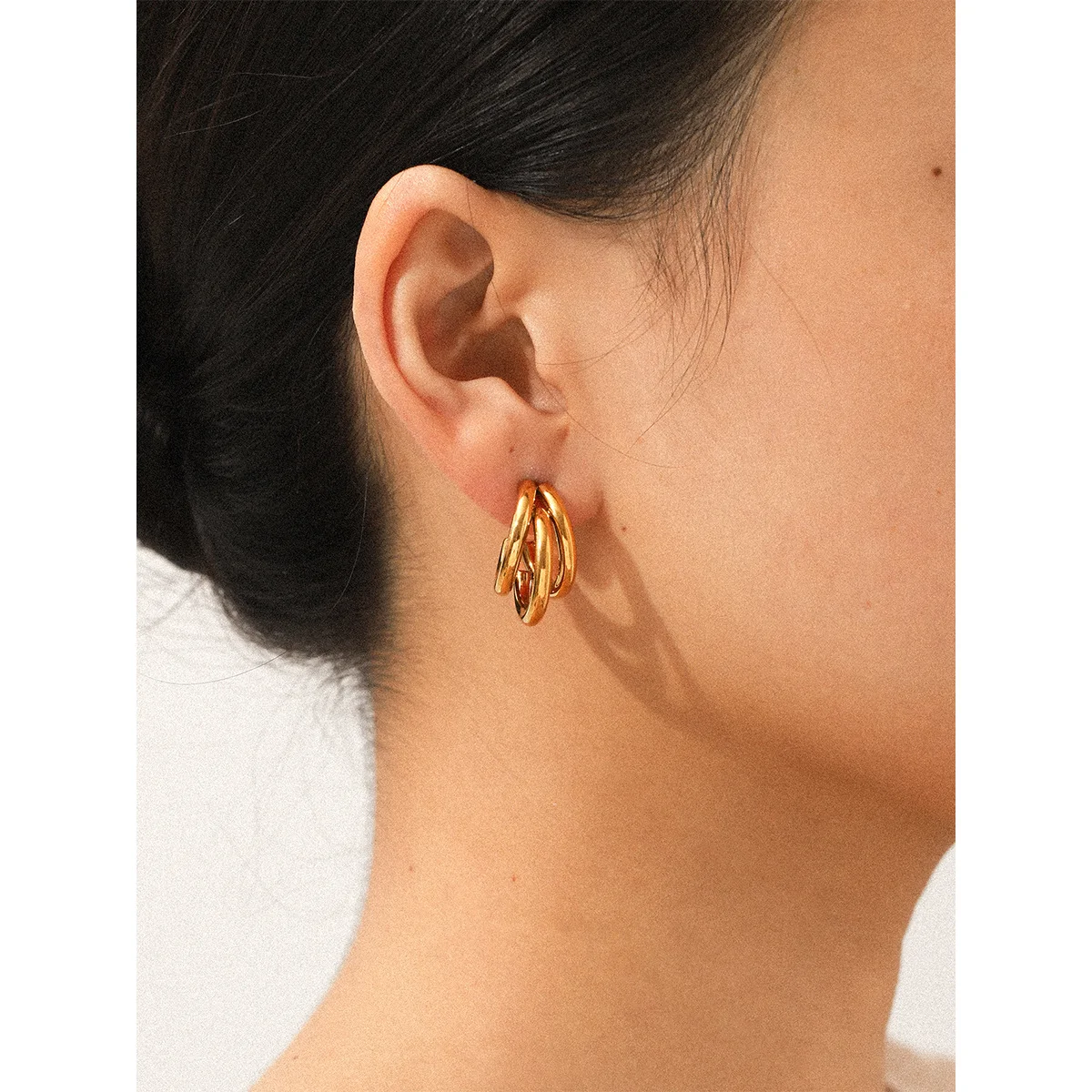 Boucles d'Oreilles Créoles Épaisses Or Acier Inoxydable