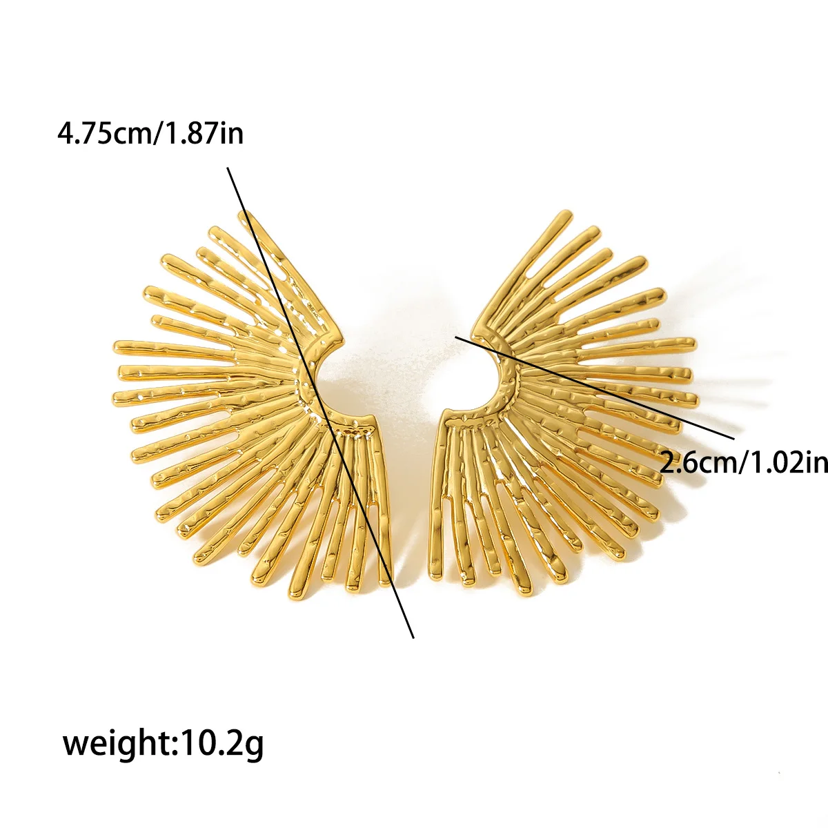Boucles d'Oreilles Ailes Lisses Or Acier Inoxydable