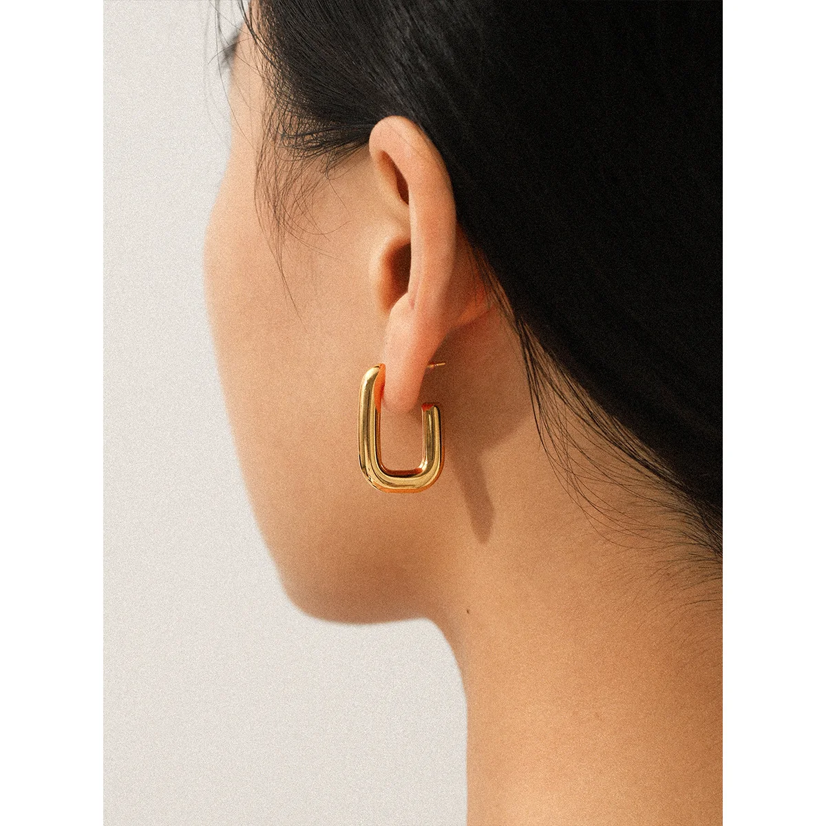 Boucles d'Oreilles Créoles Carrées Or Acier Inoxydable