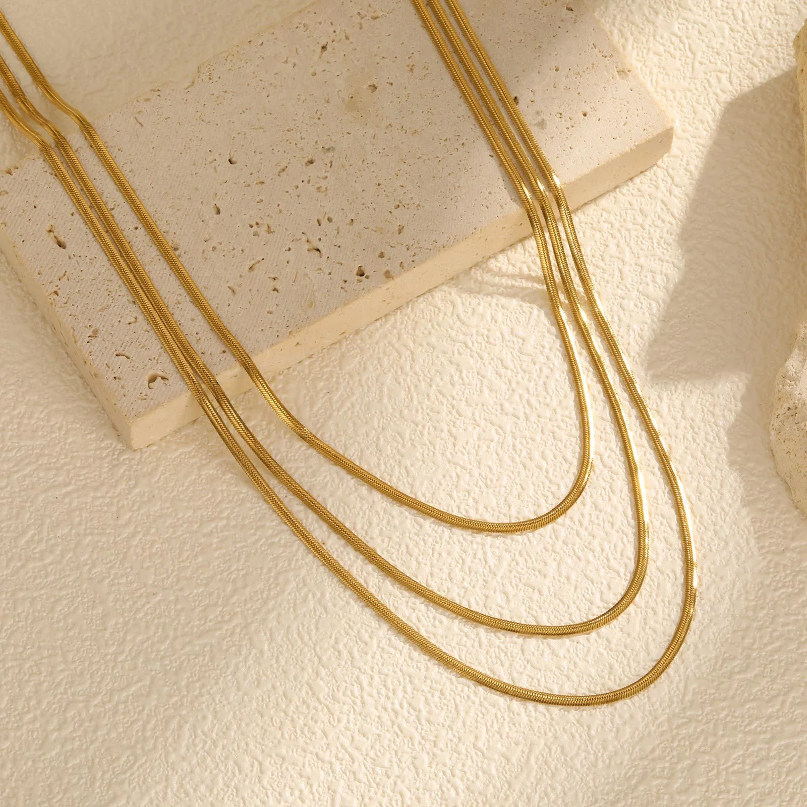 Collier Chaînes Superposées Or Signature Acier Inoxydable