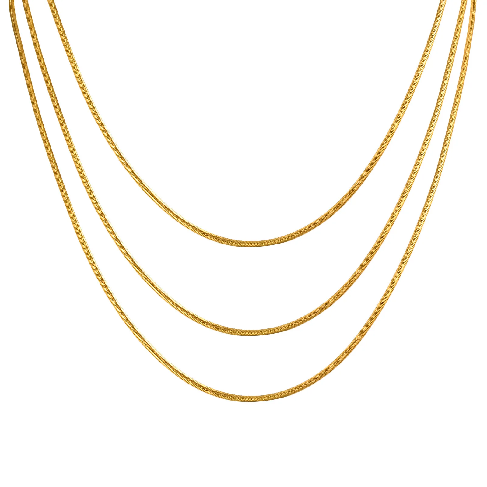 Collier Chaînes Superposées Or Signature Acier Inoxydable