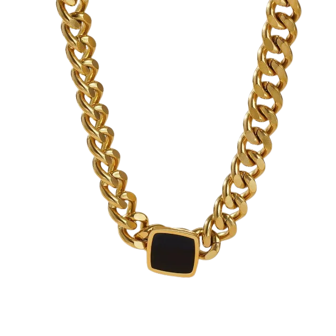 Collier ras-de-cou à grosse chaîne carrée