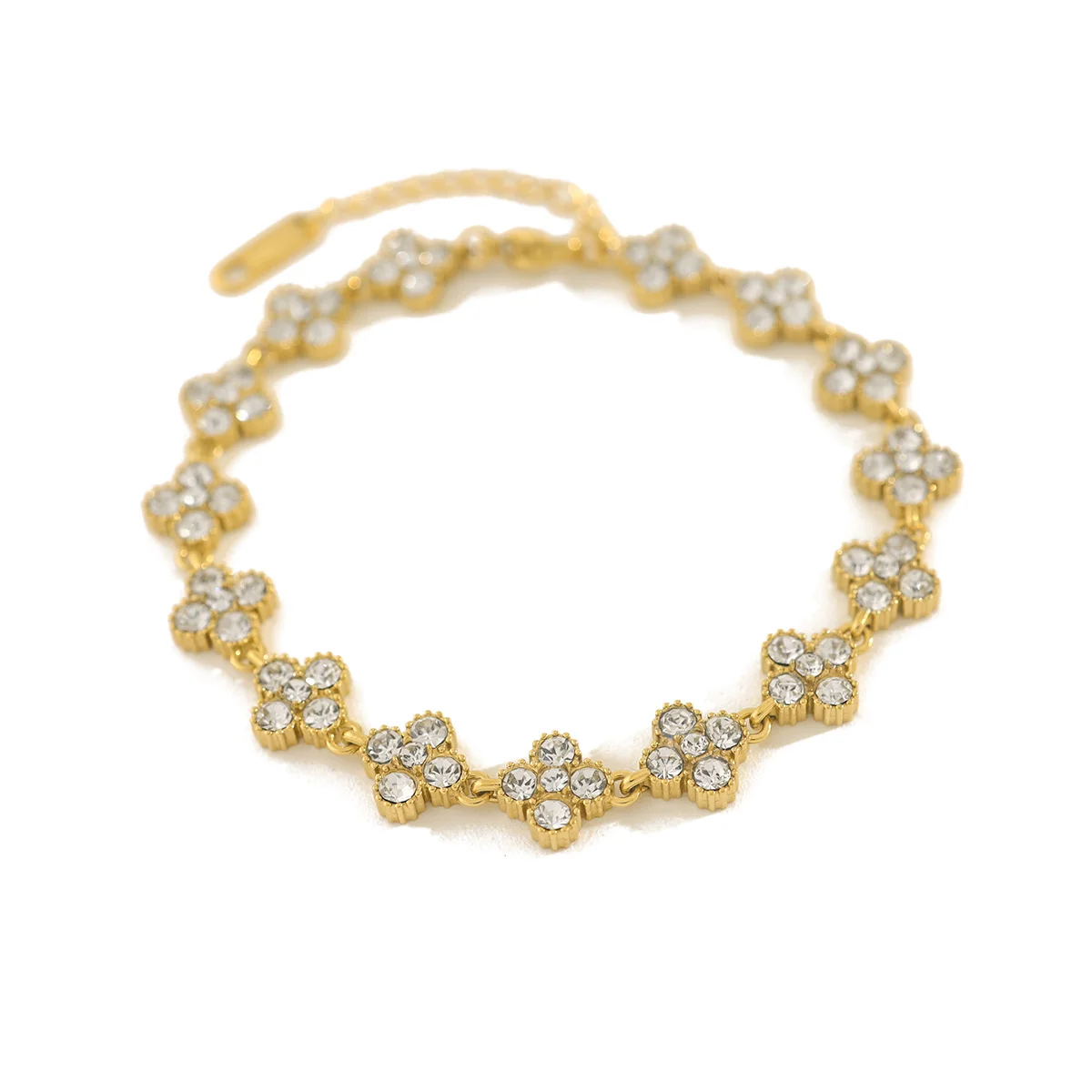 Bracelet en acier inoxydable doré à quatre feuilles en forme de trèfle