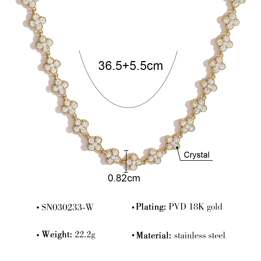Collier en acier inoxydable doré avec trèfle à quatre feuilles