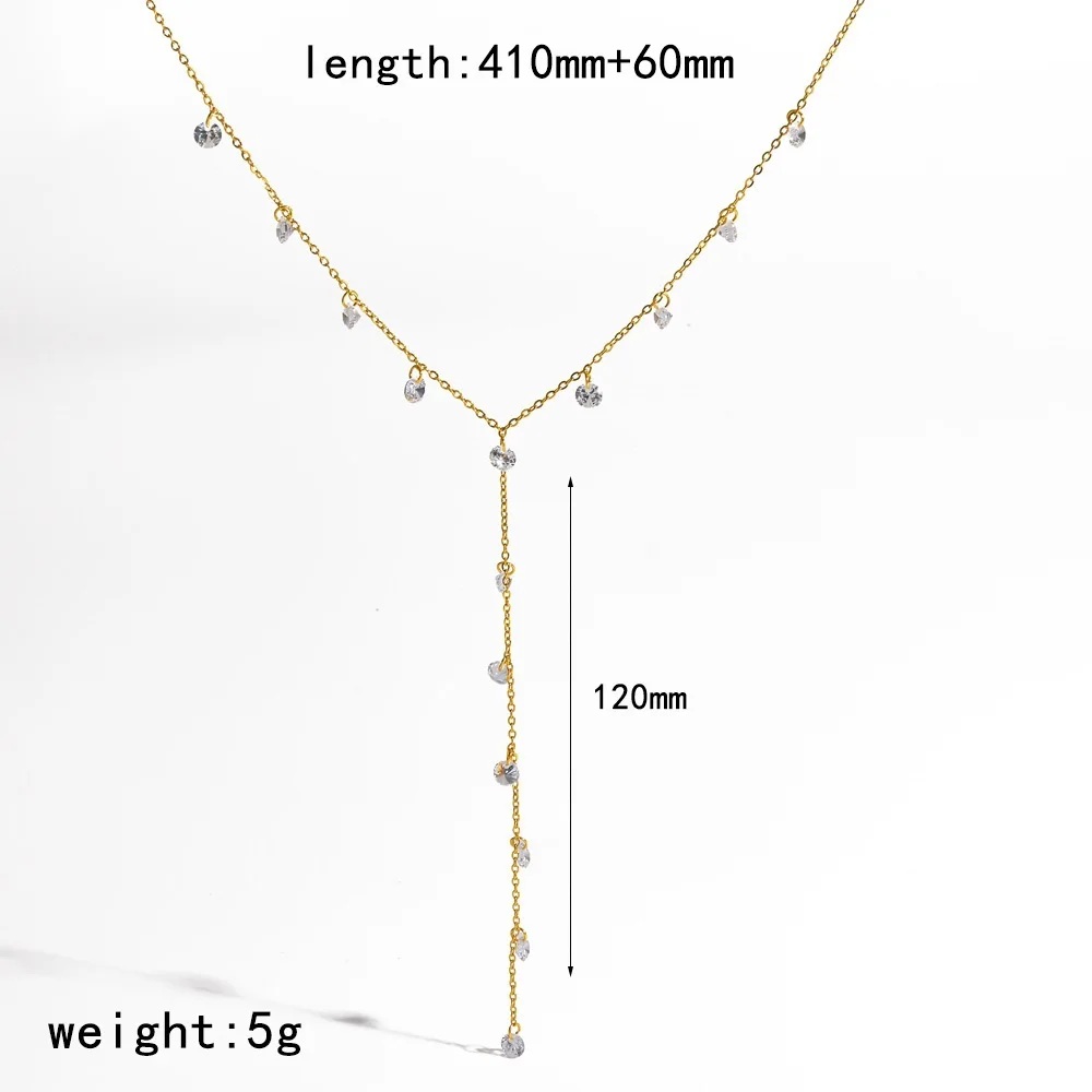 Collier Chaîne Cristal Pluie Or Acier Inoxydable