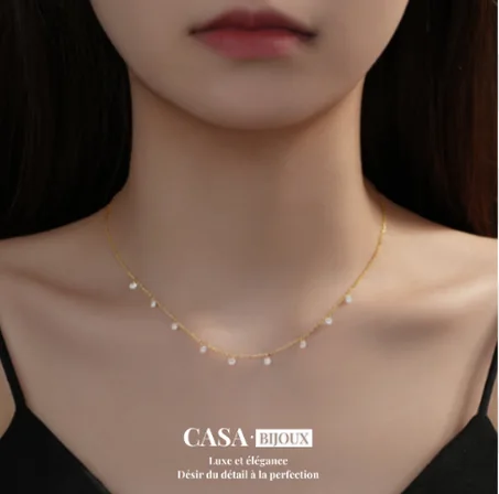 Zircon Drop Necklace with a Modern and Elegant Design for a Refreshing Summer Look