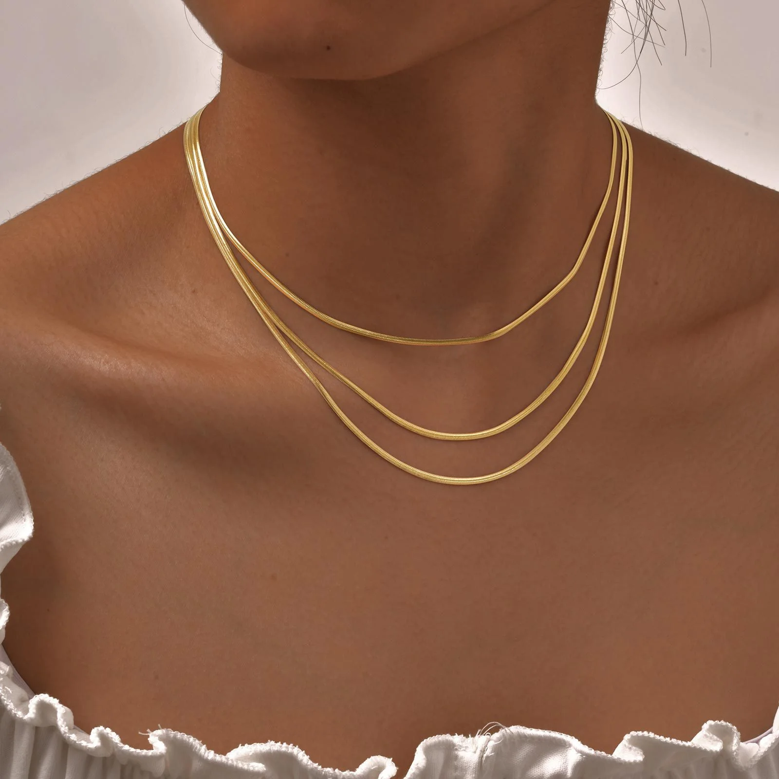Collier Chaînes Superposées Or Signature Acier Inoxydable