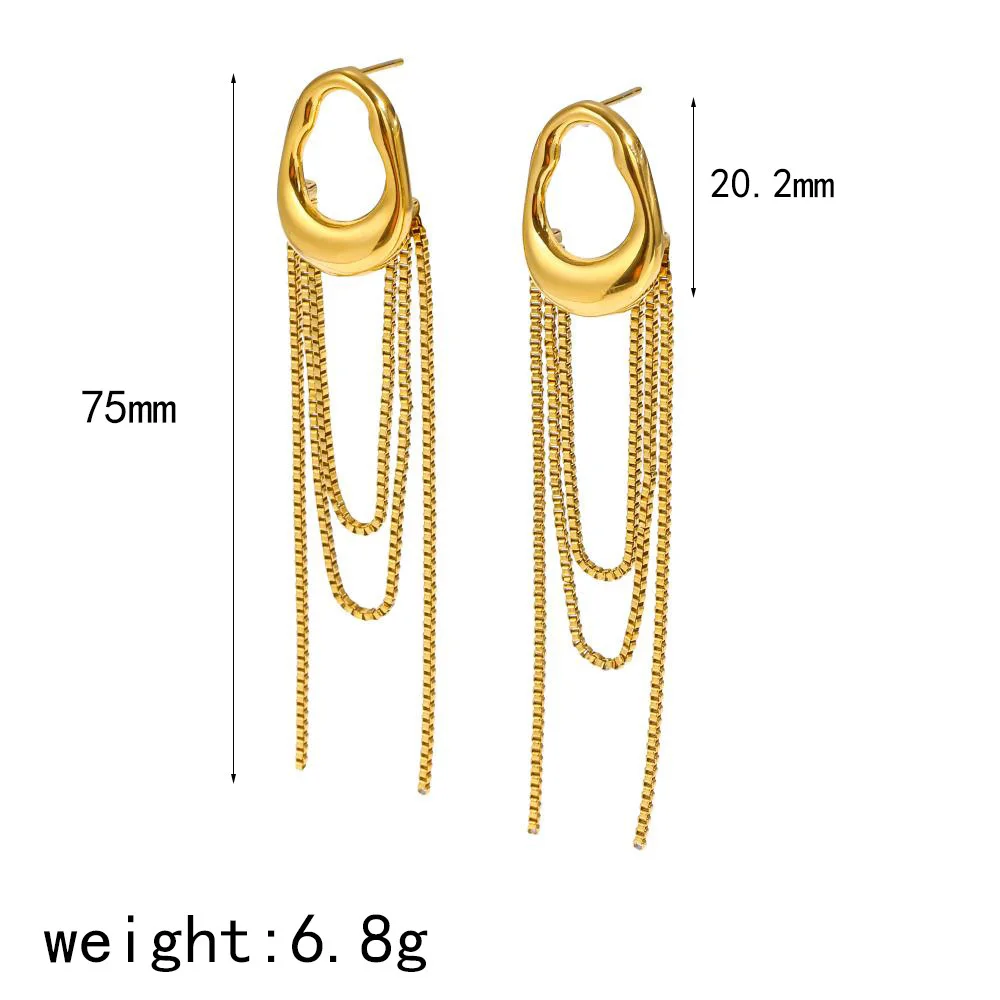 Boucles d'Oreilles Créoles Chaîne Dorée Acier Inoxydable