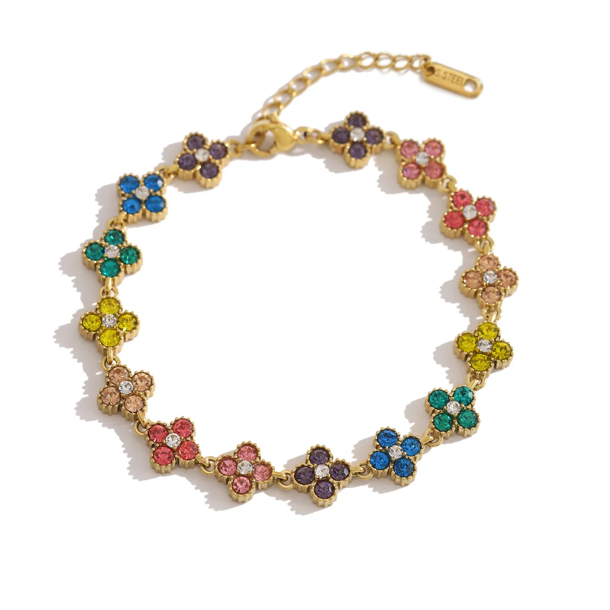 Bracelet trèfle à quatre feuilles en acier inoxydable coloré