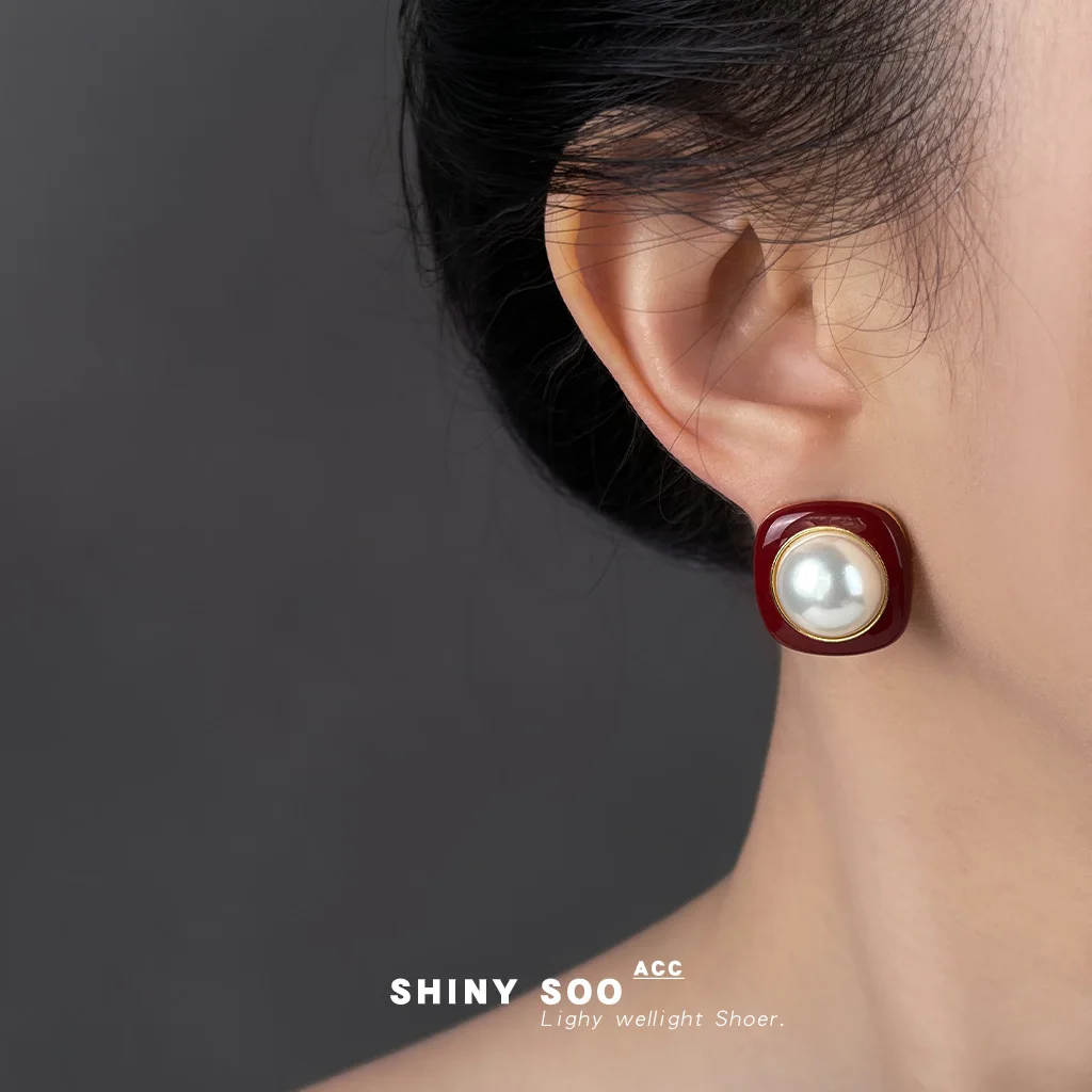 R- Boucles d'oreilles géométriques carrées vintage