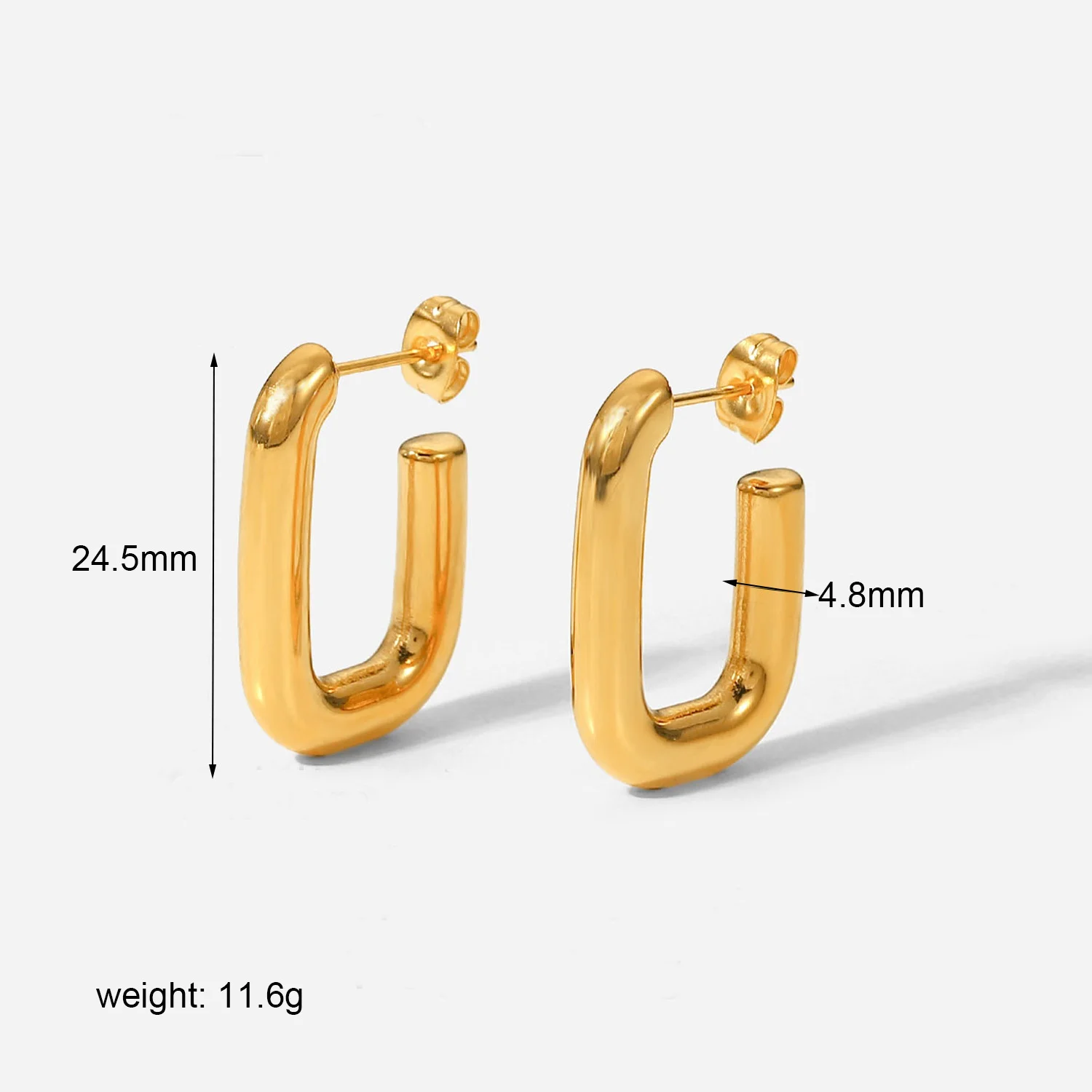 Boucles d'Oreilles Créoles Carrées Or Acier Inoxydable