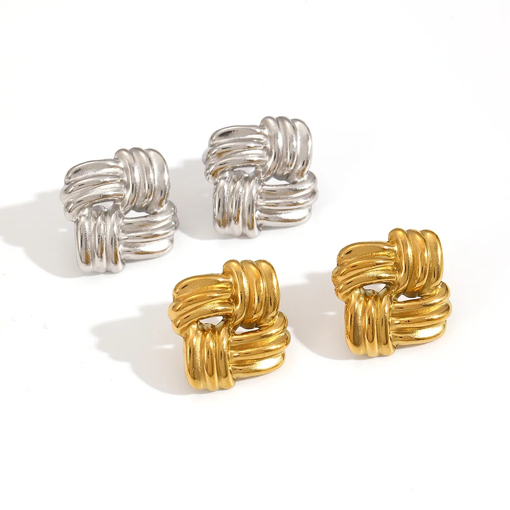 Boucles d'oreilles carrées à rayures géométriques