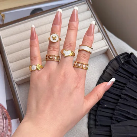 Bagues ajustable Nacre & Or