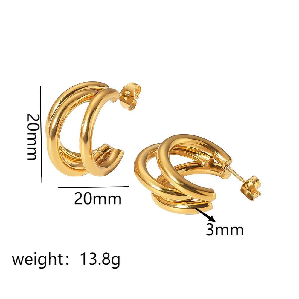 Boucles d'Oreilles Créoles Épaisses Or Acier Inoxydable