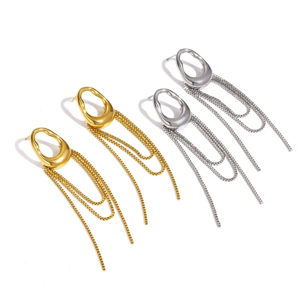 Boucles d'Oreilles Créoles Chaîne Dorée Acier Inoxydable