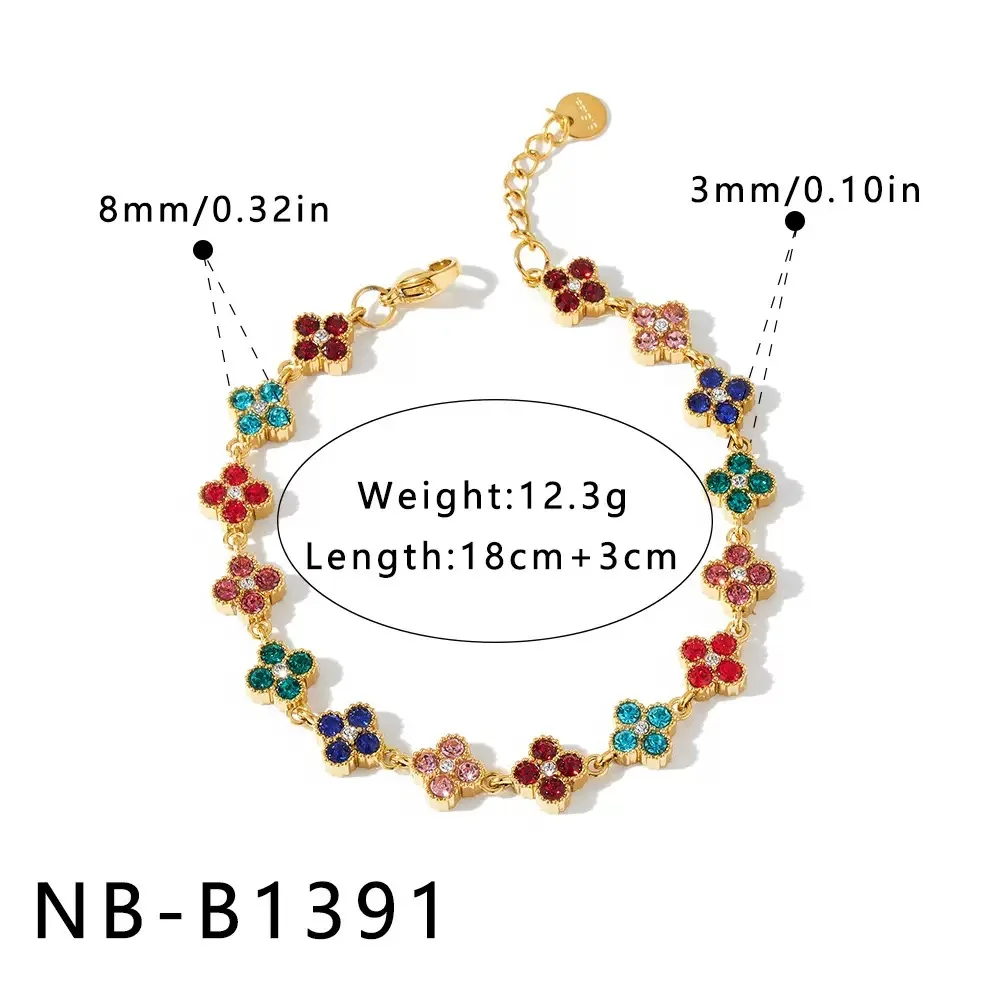 Bracelet trèfle à quatre feuilles en acier inoxydable coloré