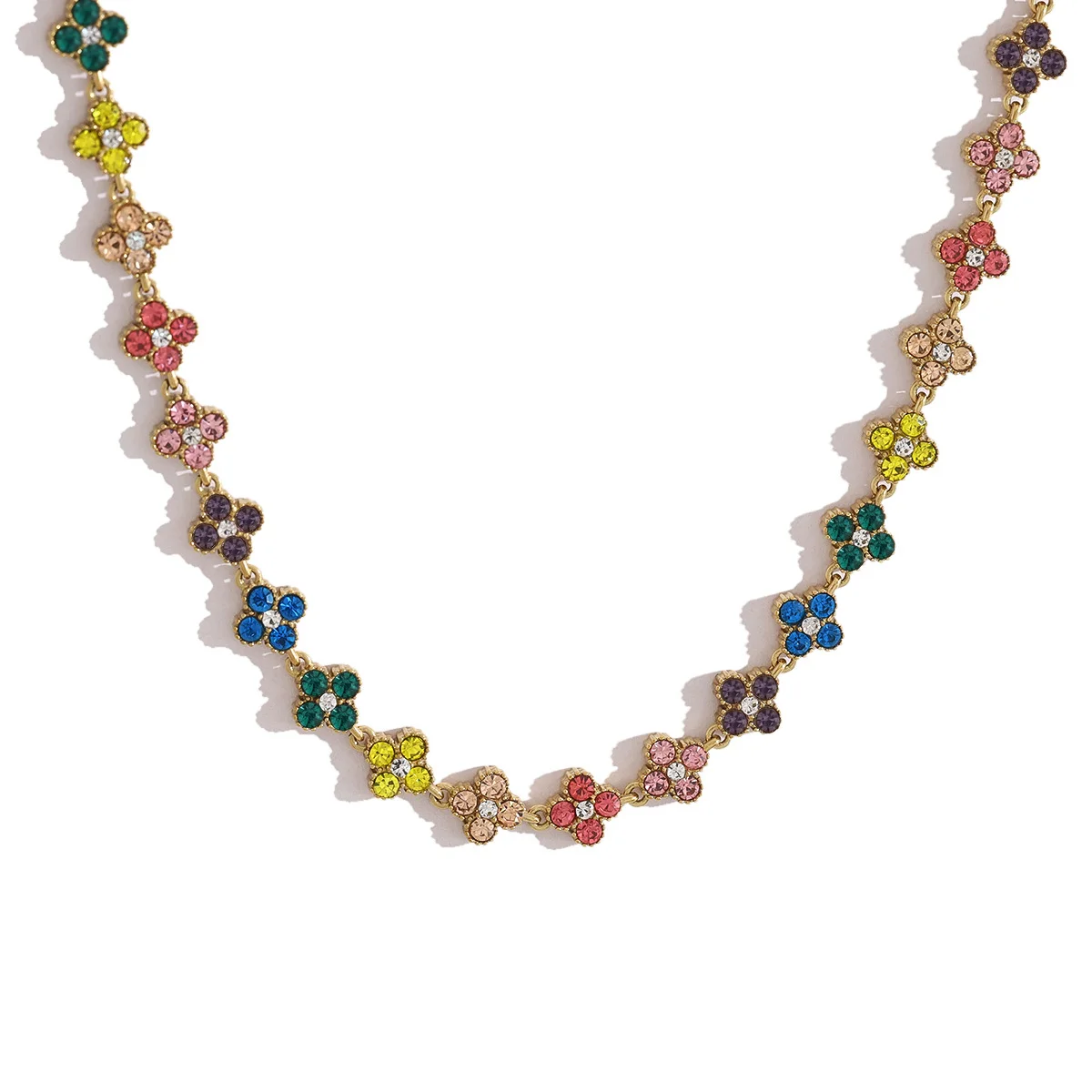 Collier trèfle à quatre feuilles en acier inoxydable coloré