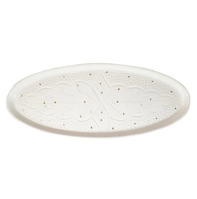 Oval Tapas Tray Empreinte White Gold