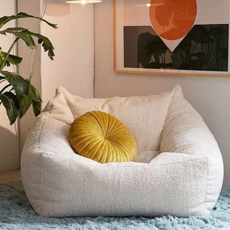 Fauteuil pouf tissu bouclette Taille L