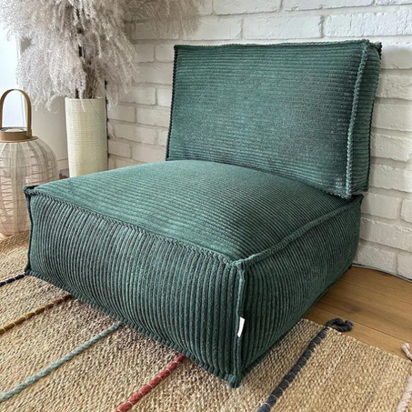 Pouf Carré Déhoussable avec Coussin Assorti - Disponible en Velours, Bouclette et Velours Côtelé