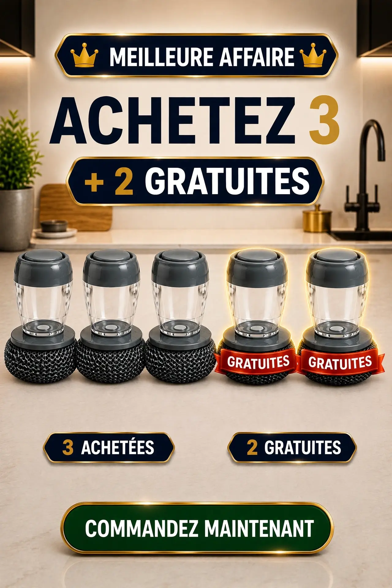 EasyClean 2 en 1 – Brosse Vaisselle avec Savon Intégré